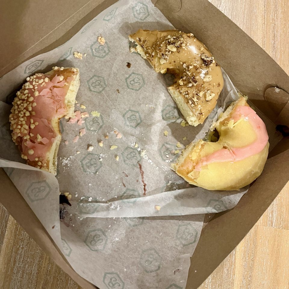 Half eaten donuts from Balboni's Donut Shop London Ontario